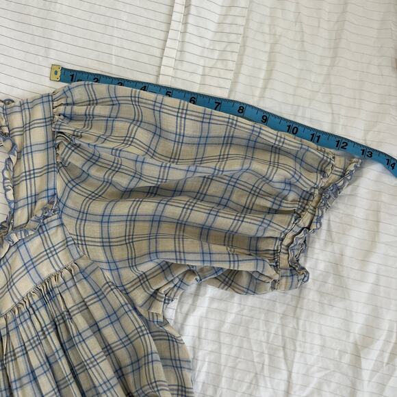 DÔEN Frede Meadowlark Plaid Babydoll Short Mini Dress Size M - Picture 13 of 13